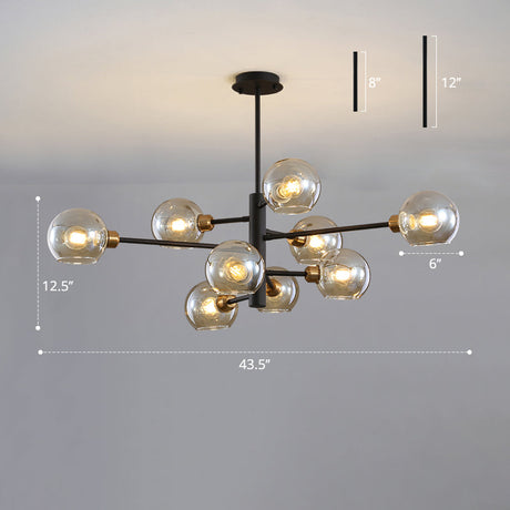 Sleek Postmodern Sputnik Chandelier For Living Room - Stylish Glass Ceiling Light Fixture