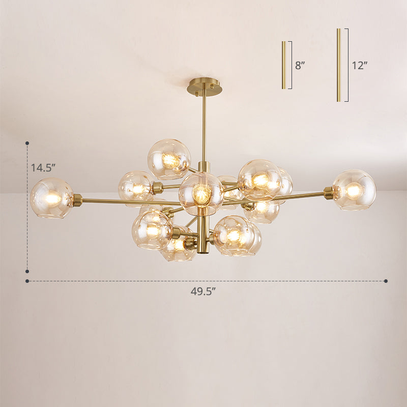 Contemporary Sputnik Chandelier - Glass Living Room Ceiling Light Fixture +