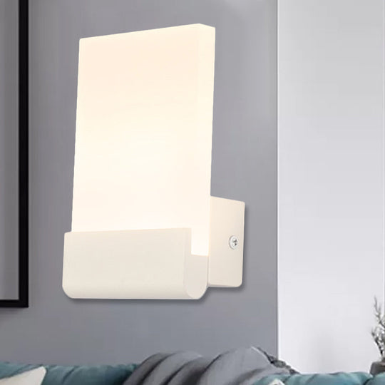 4 Wide Acrylic Led Sconce Light - Black/White Cuboid Design With Warm/White Lighting Options