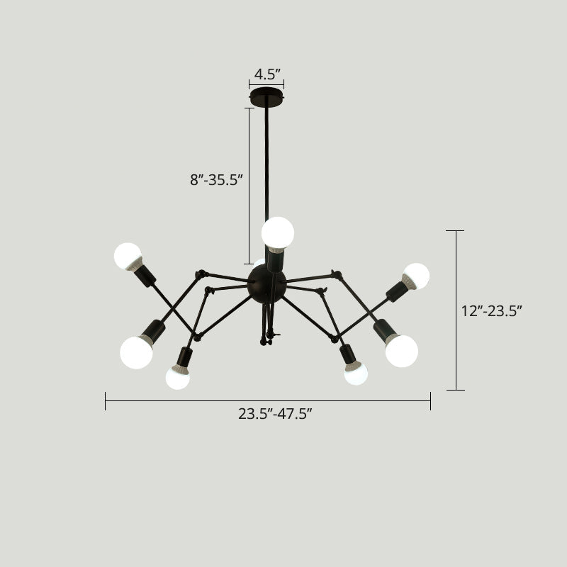 Industrial Spider Chandelier With Open Bulb Design For Clothing Shops