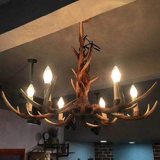 Antler Chandelier: Resin Countryside Living Room Lighting