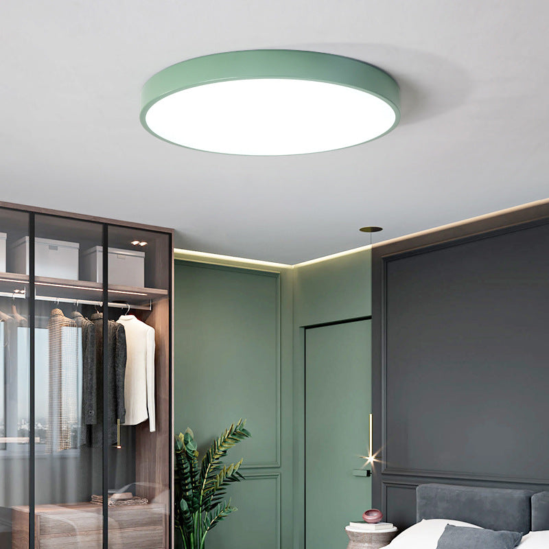 Ultrathin Round Flush Mount Led Ceiling Light For Child’s Room - Macaron Metal Finish Green / 9’