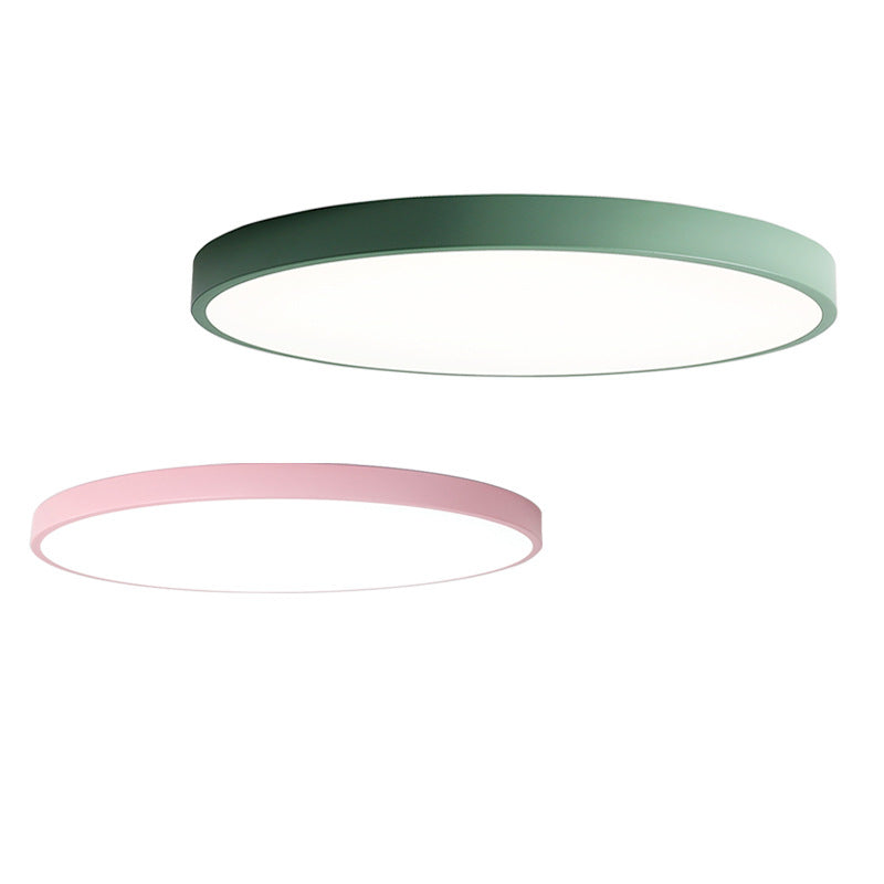 Ultrathin Round Flush Mount Led Ceiling Light For Child’s Room - Macaron Metal Finish