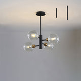 Modern Glass Dining Room Chandelier - Domed Hanging Lamp 4 / Black Clear