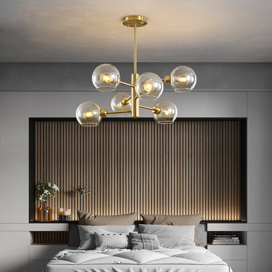Modern Glass Dining Room Chandelier - Domed Hanging Lamp