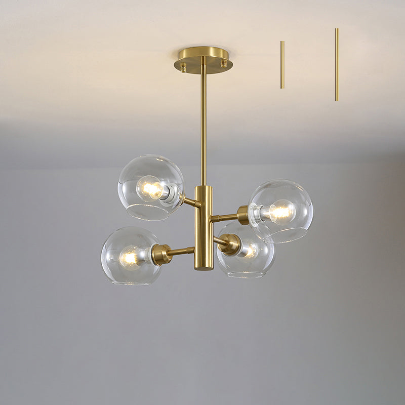 Modern Glass Dining Room Chandelier - Domed Hanging Lamp 4 / Gold Clear