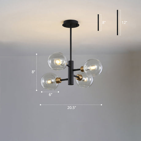 Modern Glass Dining Room Chandelier - Domed Hanging Lamp