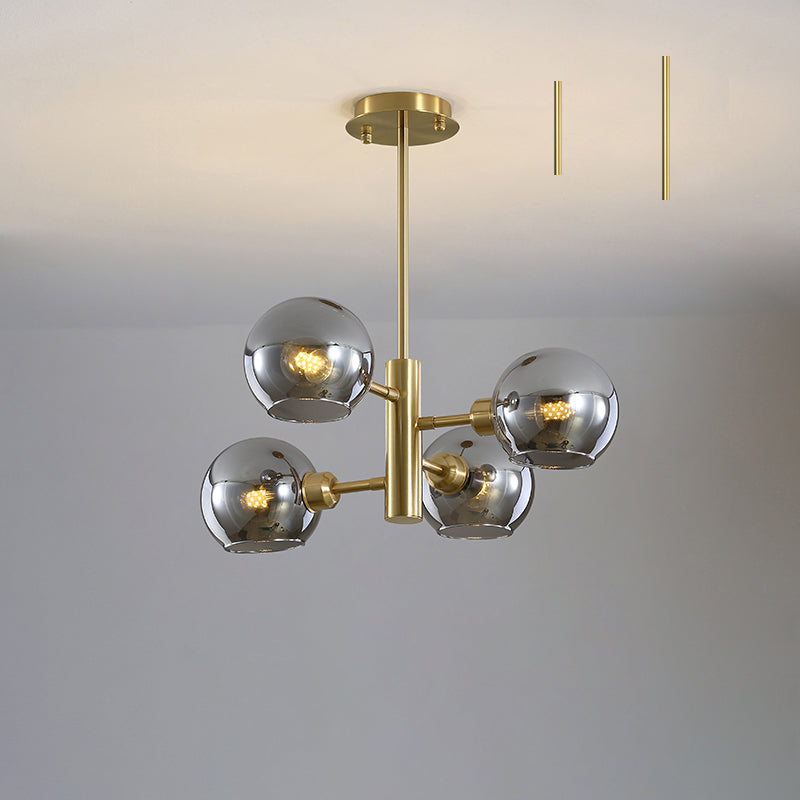 Postmodern Glass Dome Hanging Lamp - Stylish Dining Room Chandelier 4 / Gold Smoke Grey