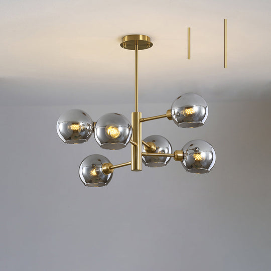 Modern Glass Dining Room Chandelier - Domed Hanging Lamp 6 / Gold Smoke Grey