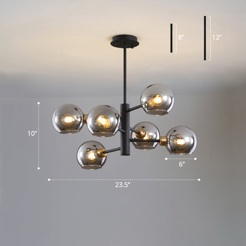 Modern Glass Dining Room Chandelier - Domed Hanging Lamp