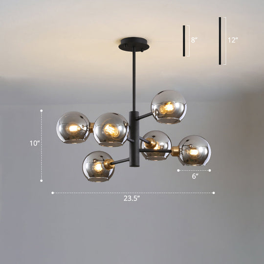 Modern Glass Dining Room Chandelier - Domed Hanging Lamp