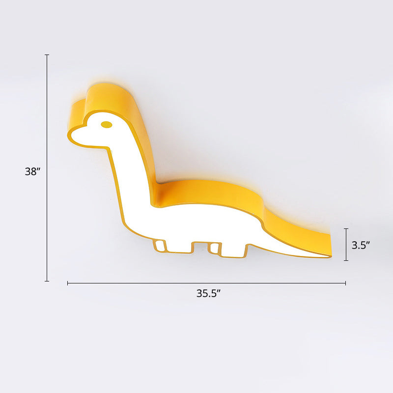 Dinosaur Led Flushmount Ceiling Lamp For Kids Room - Metal Flush-Mount Light Fixture