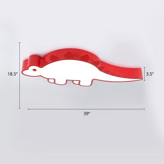 Dinosaur Led Flushmount Ceiling Lamp For Kids Room - Metal Flush - Mount Light Fixture