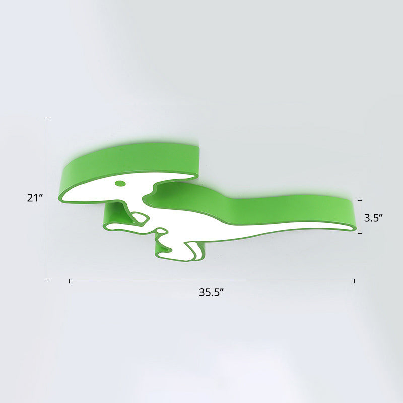 Dinosaur Led Flushmount Ceiling Lamp For Kids Room - Metal Flush-Mount Light Fixture