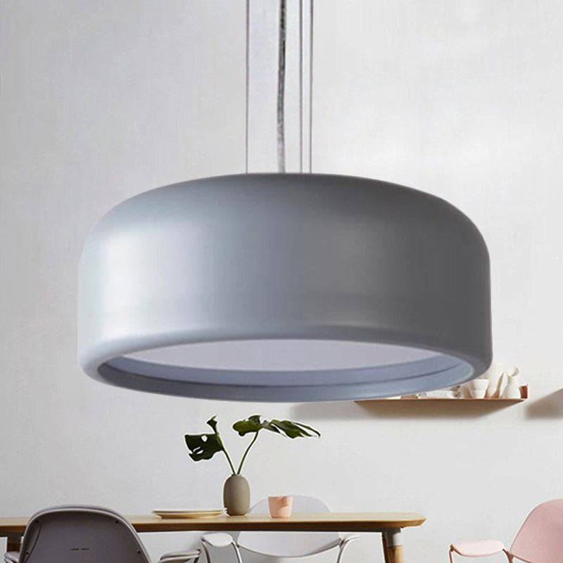 Modern Drum Pendant Lamp - Acrylic Grey/Coffee With Recessed Diffuser Perfect For Living Room
