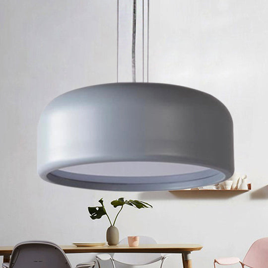 Modern Drum Pendant Lamp - Acrylic Grey/Coffee With Recessed Diffuser Perfect For Living Room