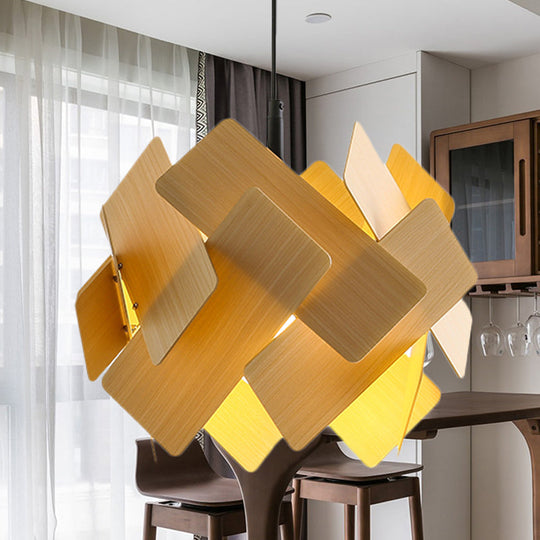 Modern Nordic Style Flower Pendant Lamp With Red/Blue/Light Wood Finish - 1 Light Hanging Ceiling