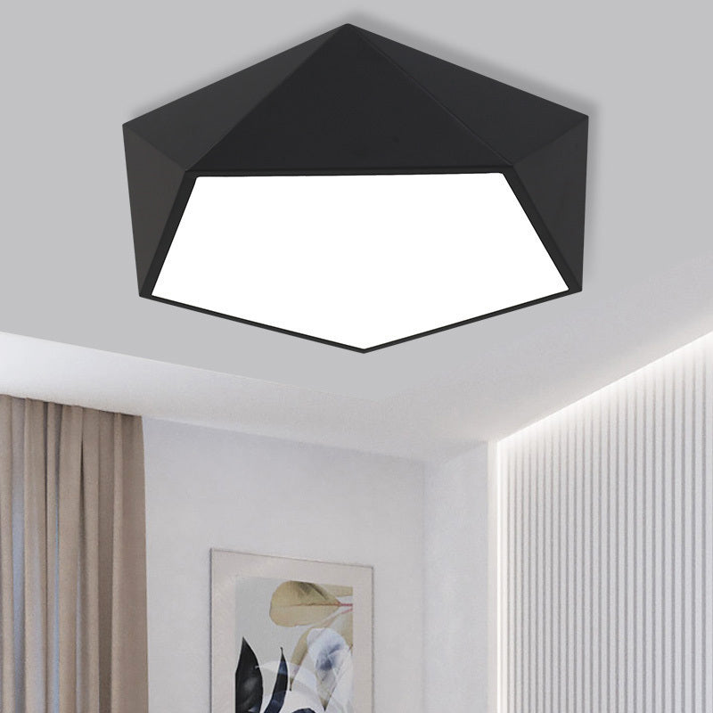 Modern Metal Pentagonal Flush Mount Led Light Fixture - Bedroom Ceiling Lighting Black / 16.5’
