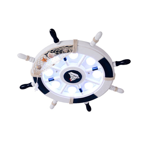 Modern Led Flush Mount Ceiling Light For Childs Mediterranean-Style Bedroom Blue / White