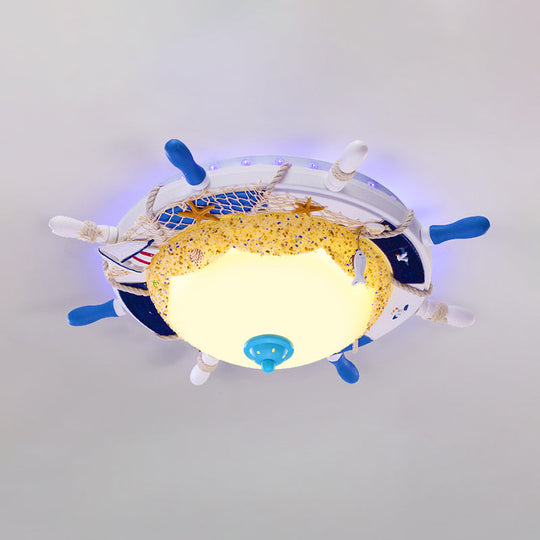 Modern Led Flush Mount Ceiling Light For Child’s Mediterranean - Style Bedroom Blue - Orange / White