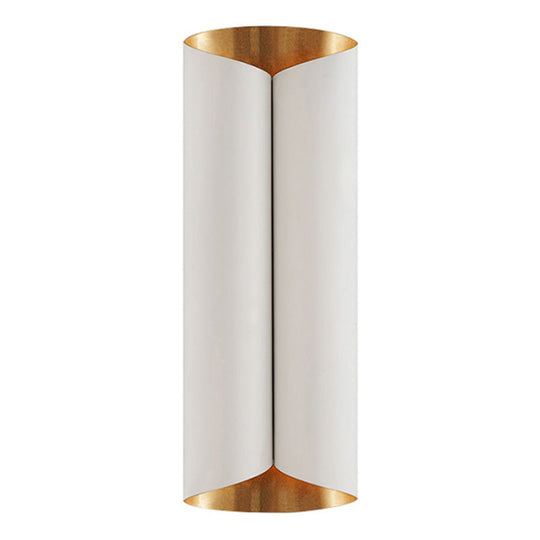 Postmodern Roll Shape Metal Wall Lamp Sconce - 2-Bulb Mount Light For Stairs White-Gold / 16.5