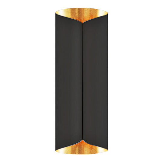 Postmodern Roll Shape Metal Wall Lamp Sconce - 2-Bulb Mount Light For Stairs Gold-Black / 16.5