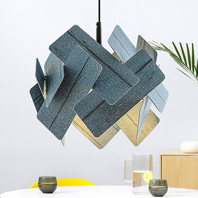 Modern Nordic Style Flower Pendant Lamp With Red/Blue/Light Wood Finish - 1 Light Hanging Ceiling