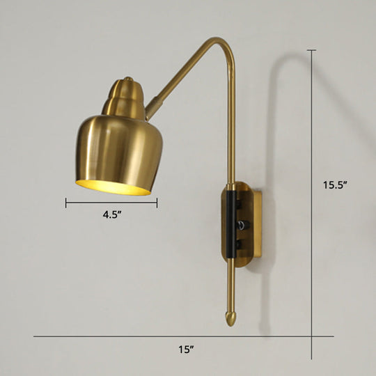 Swivel Shade Wall Mount Light - Sleek Metal Bedside Reading Lamp With V-Shaped Arm