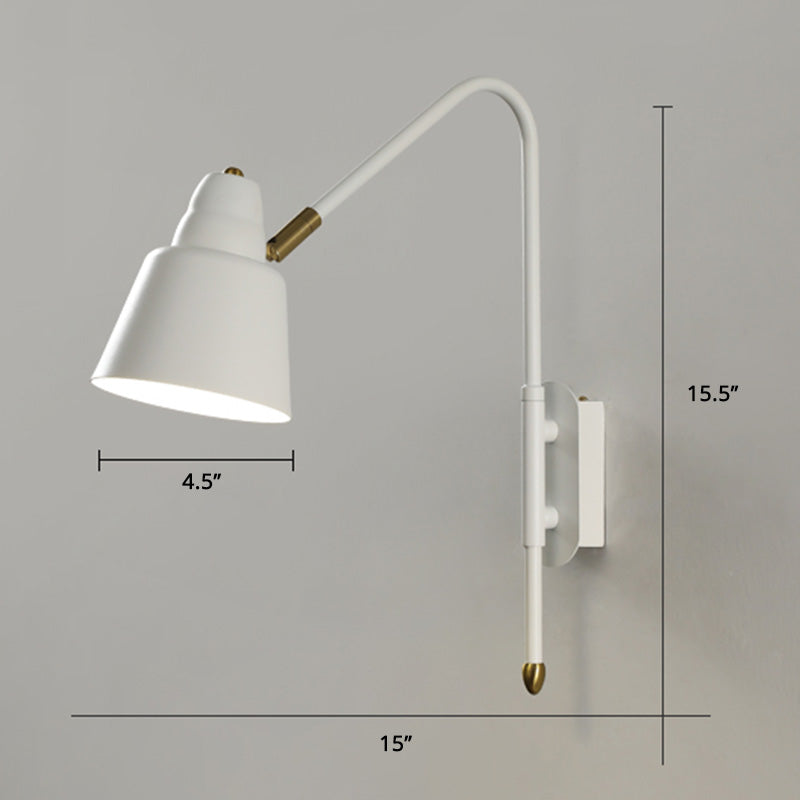 Swivel Shade Wall Mount Light - Sleek Metal Bedside Reading Lamp With V-Shaped Arm