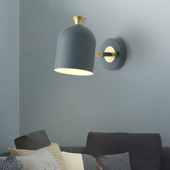 Metal Cloche Wall Sconce With Adjustable Macaron Lighting For Bedroom