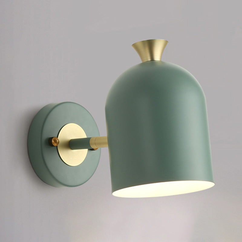 Metal Cloche Wall Sconce With Adjustable Macaron Lighting For Bedroom Green