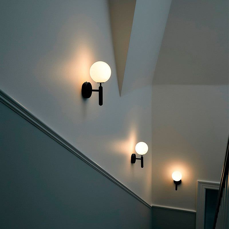 Glass Single-Bulb Stairway Wall Sconce With Simple Style Lighting