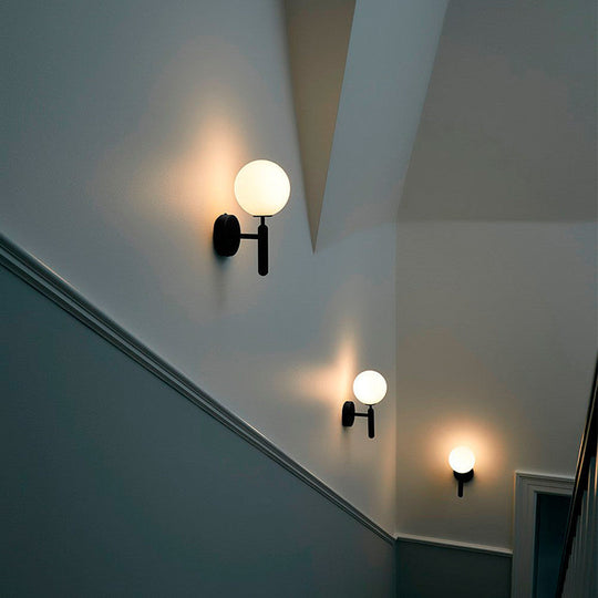 Glass Single-Bulb Stairway Wall Sconce With Simple Style Lighting