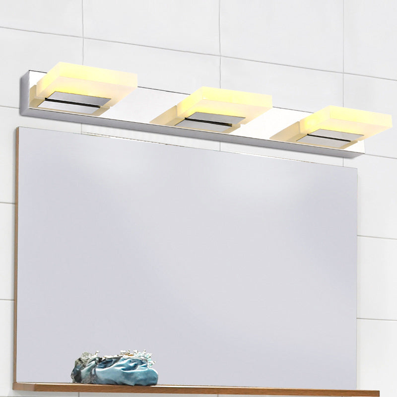 Minimalistic Rotatable Led Vanity Lamp: Square Acrylic & Nickel Wall Sconce Lighting For Bath