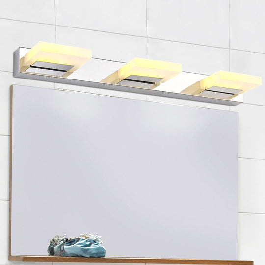 Minimalistic Rotatable Led Vanity Lamp: Square Acrylic & Nickel Wall Sconce Lighting For Bath