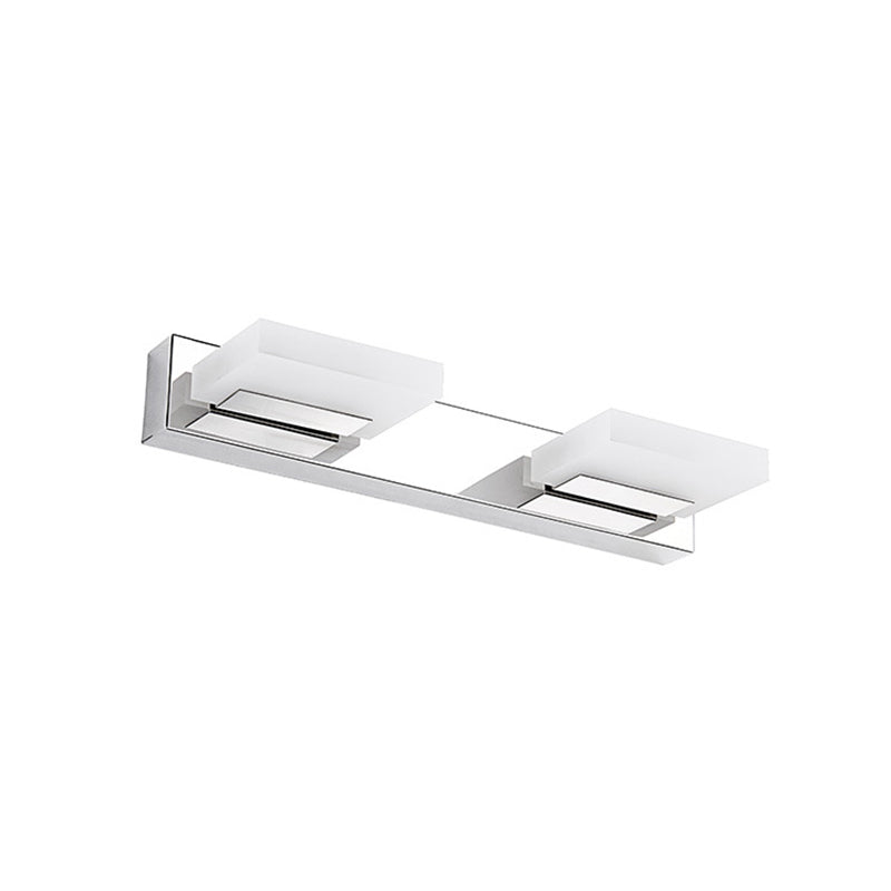 Minimalistic Rotatable Led Vanity Lamp: Square Acrylic & Nickel Wall Sconce Lighting For Bath 2 /