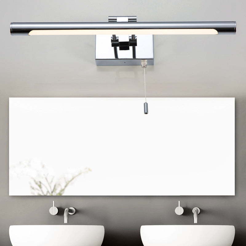 Modern Chrome Swingable Tube Vanity Light With Minimalist Led Acrylic Wall Sconce For Bath