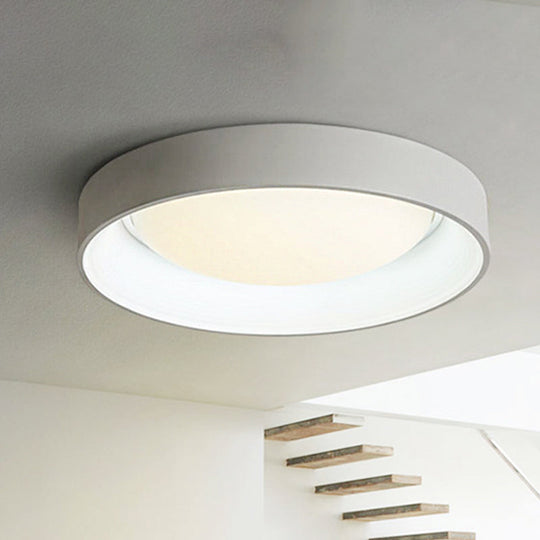 Nordic Acrylic Drum Ceiling Light: Grey/White 18’/23.5’ Dia Led Flush Mount