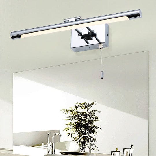 Modern Chrome Swingable Tube Vanity Light With Minimalist Led Acrylic Wall Sconce For Bath