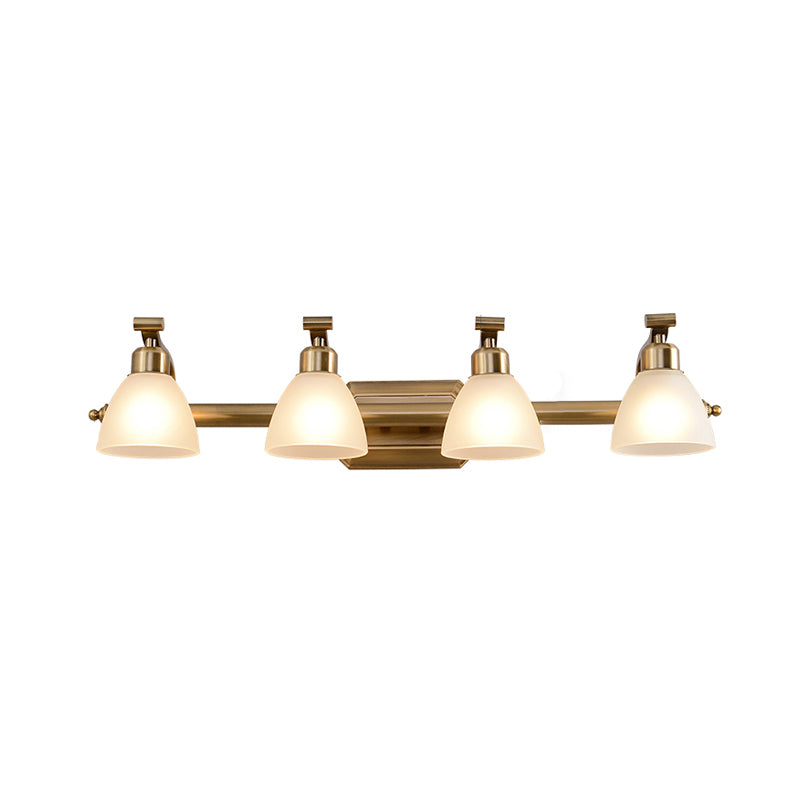 Frosted Glass Brass Wall Lamp: Bell Shaped Country Style Sconce Light For Bathroom 4 /