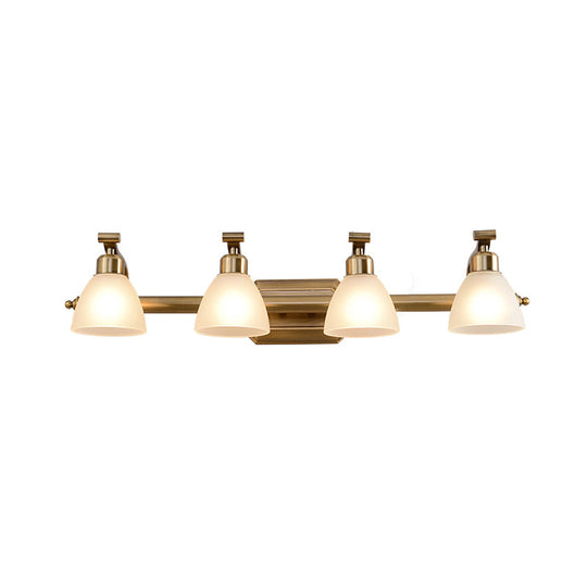 Frosted Glass Brass Wall Lamp: Bell Shaped Country Style Sconce Light For Bathroom 4 /