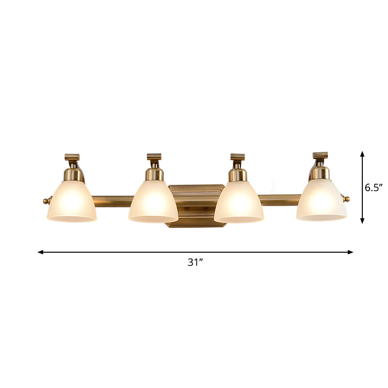 Frosted Glass Brass Wall Lamp: Bell Shaped Country Style Sconce Light For Bathroom