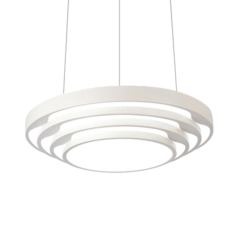 Modern Tapered Round Pendant Ceiling Light Kit - Metal Led Hanging In Black/White Warm/White/Natural