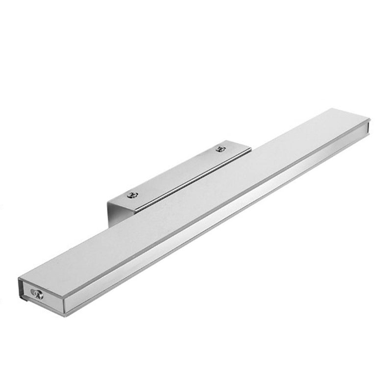 Modern Led Bathroom Vanity Light - Stainless Steel Wall Mount Lamp In White Rectangle Design