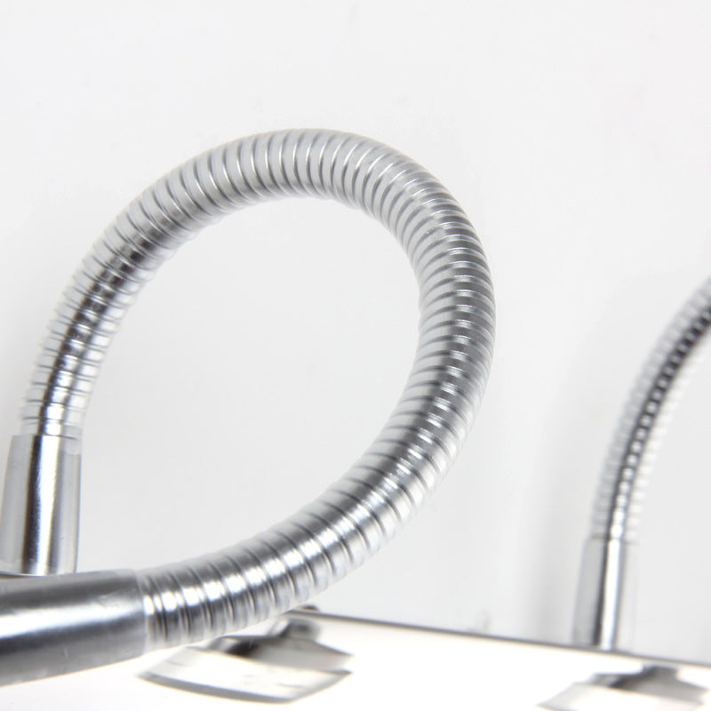 Modern Chrome Swoop Arm Led Vanity Wall Sconce With Seedy Crystal For Stylish Bath Decor