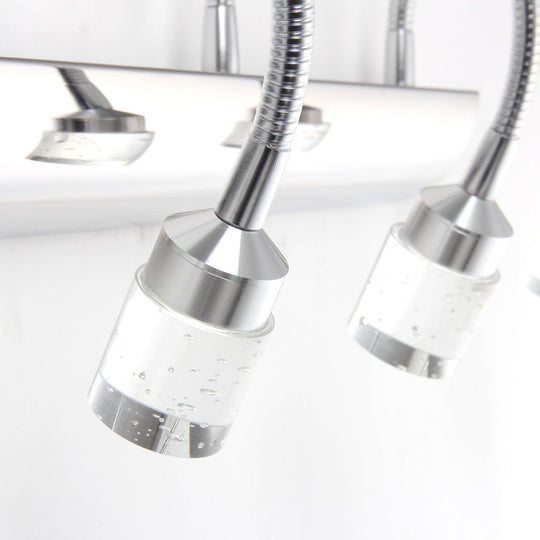 Modern Chrome Swoop Arm Led Vanity Wall Sconce With Seedy Crystal For Stylish Bath Decor