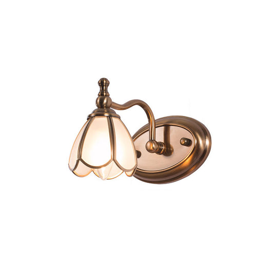 Bronze Colonial-Chic White Glass Scalloped Wall Light For Bathroom Vanity 1 /