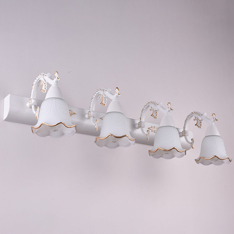 Ivory Glass Wall Mount Vanity Sconce - Classic Flower Design Ideal For Bathrooms 4 / White