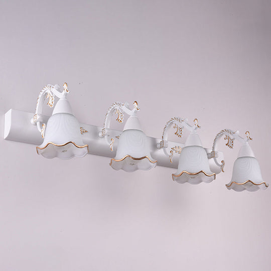 Ivory Glass Wall Mount Vanity Sconce - Classic Flower Design Ideal For Bathrooms 4 / White
