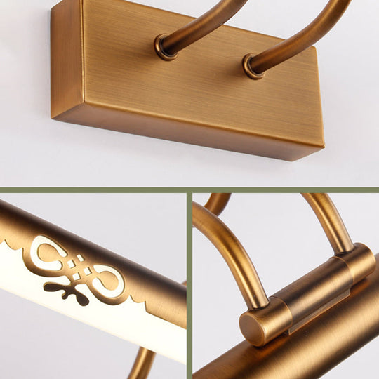 Hollowed Bronze Wall Sconce With Rotating Led Vanity Light For Traditional Metal Bathrooms